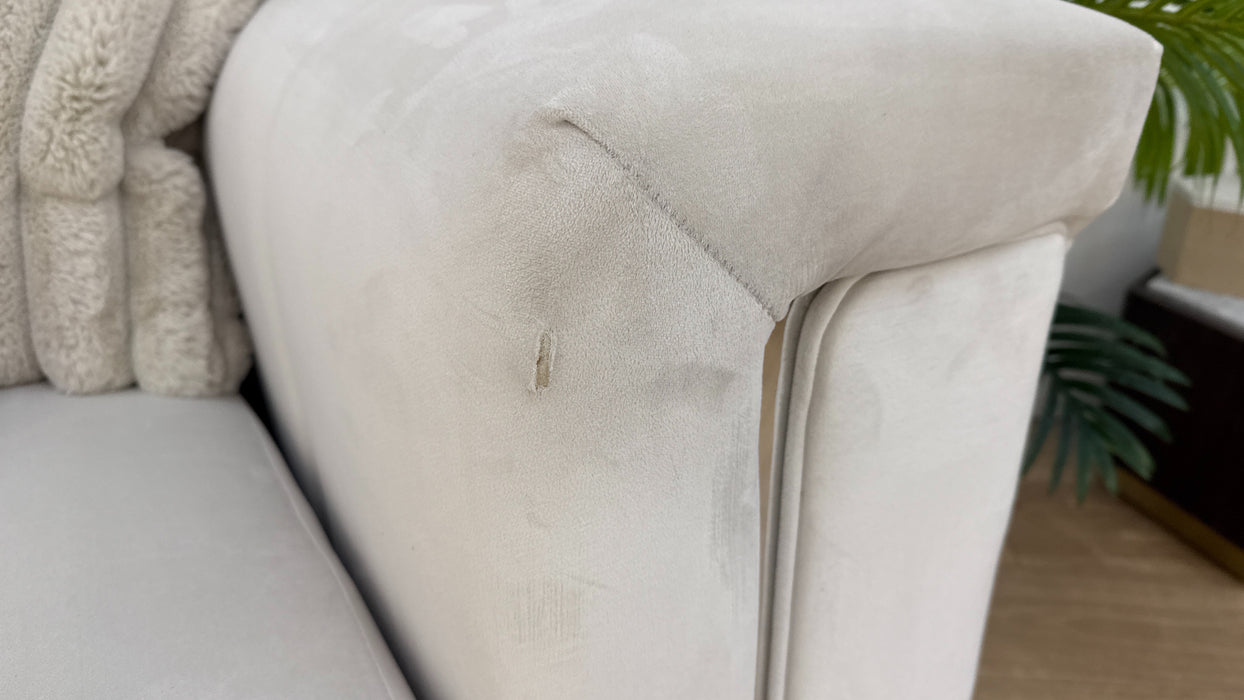 Sofology The Oscar Fabric 4 Seater Silver Trim in Super Matt Velvet Ecru Mix