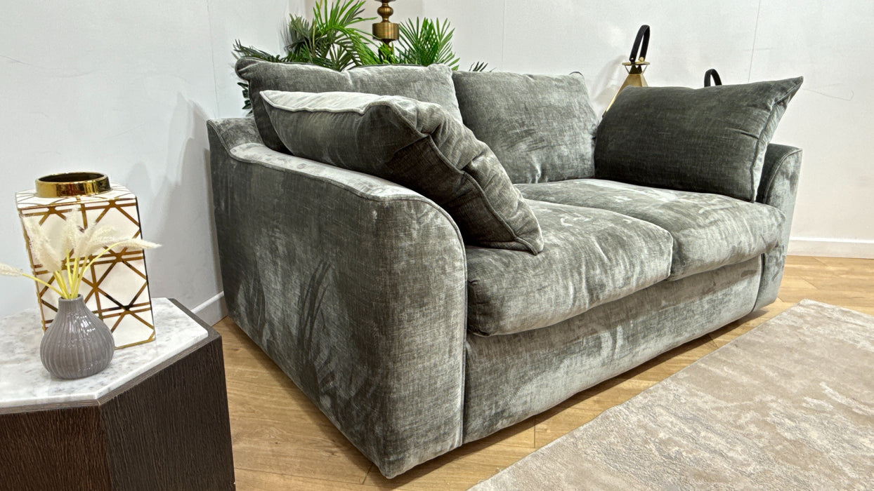 Sofology Georgio Fabric 2 Seater Feather Flex Seats in Luxe Chenille Alpine Green