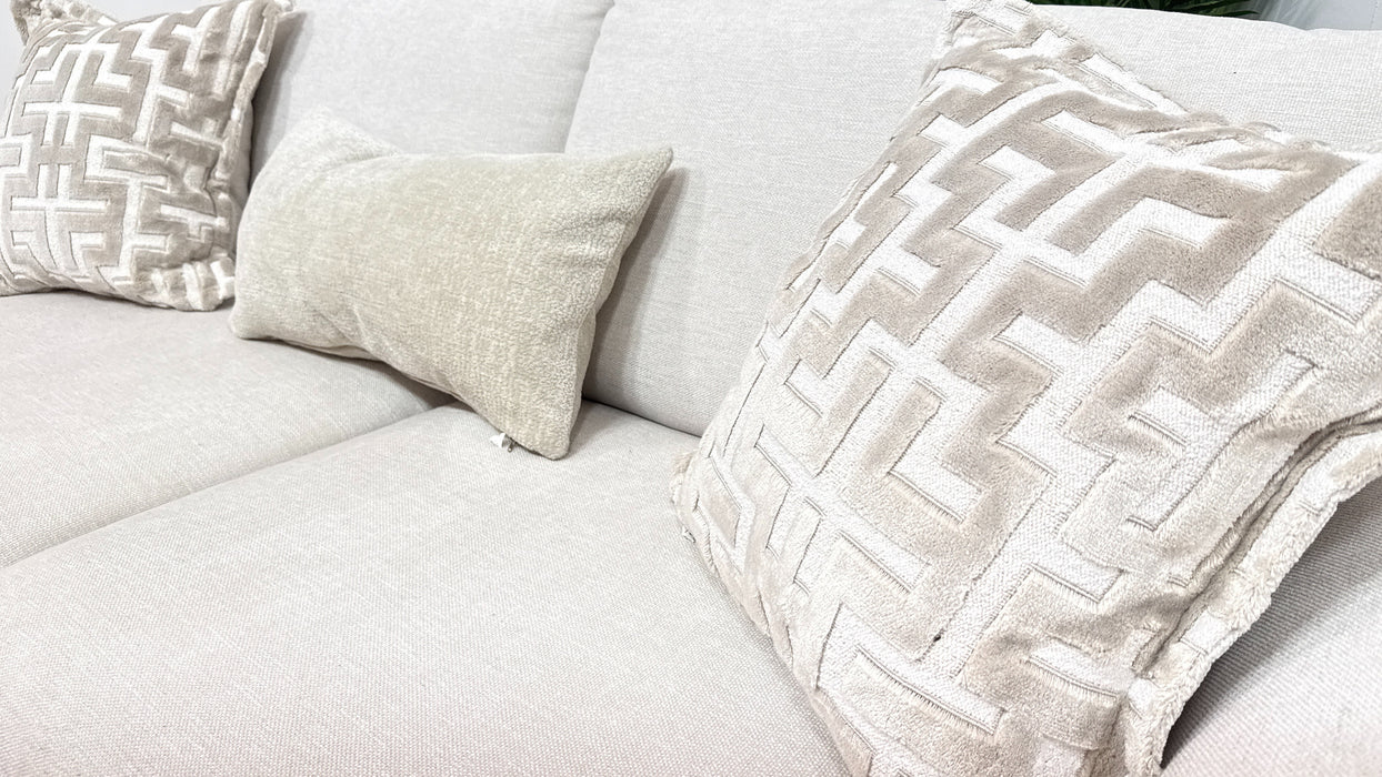 Sofology Mayfair Fabric 3 Seater Foam Seats in Linen Look Chenille Mist/Pearl Mix