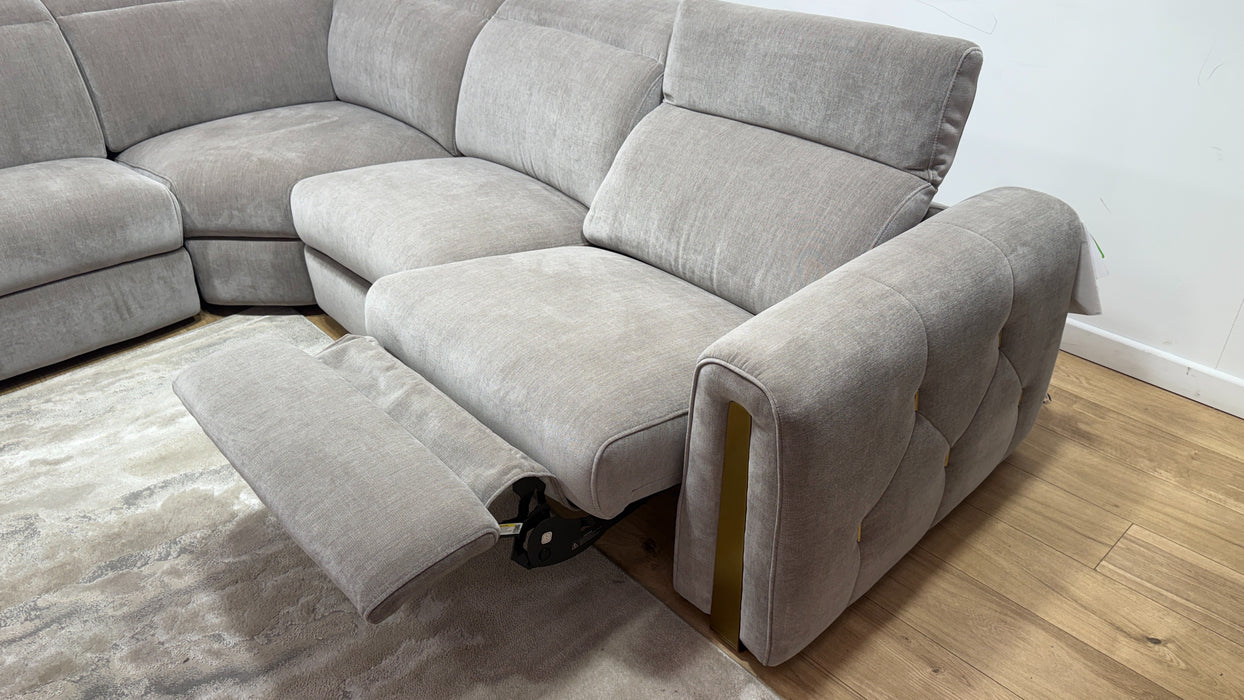 Sofology Kingsbridge Fabric 1.5 Corner 3 Power Recliner/Headrest in Relaxed Chenille Nutmeg