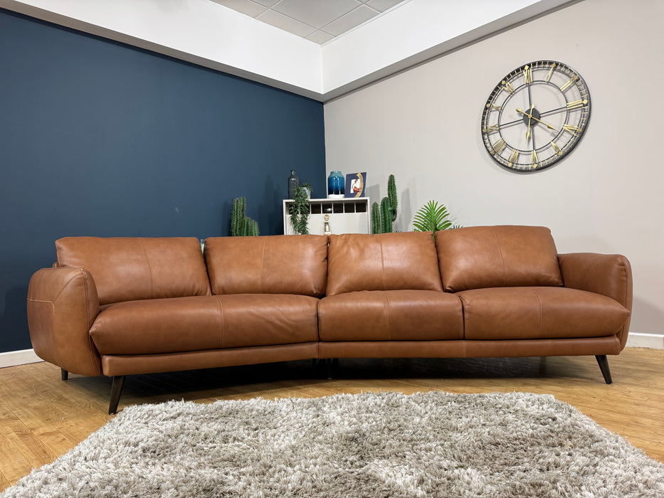 Adler Asymmetric Leather 4 Seater - Relaxed Soft Tan (WA2)