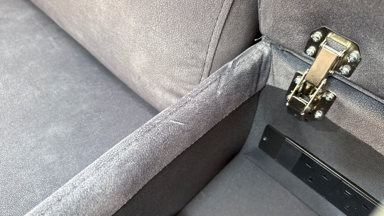 Sofology Ravello Fabric 2 Seater Console Power Recliner/Headrest Lumbar Support in Lifestyle Flecked Charcoal