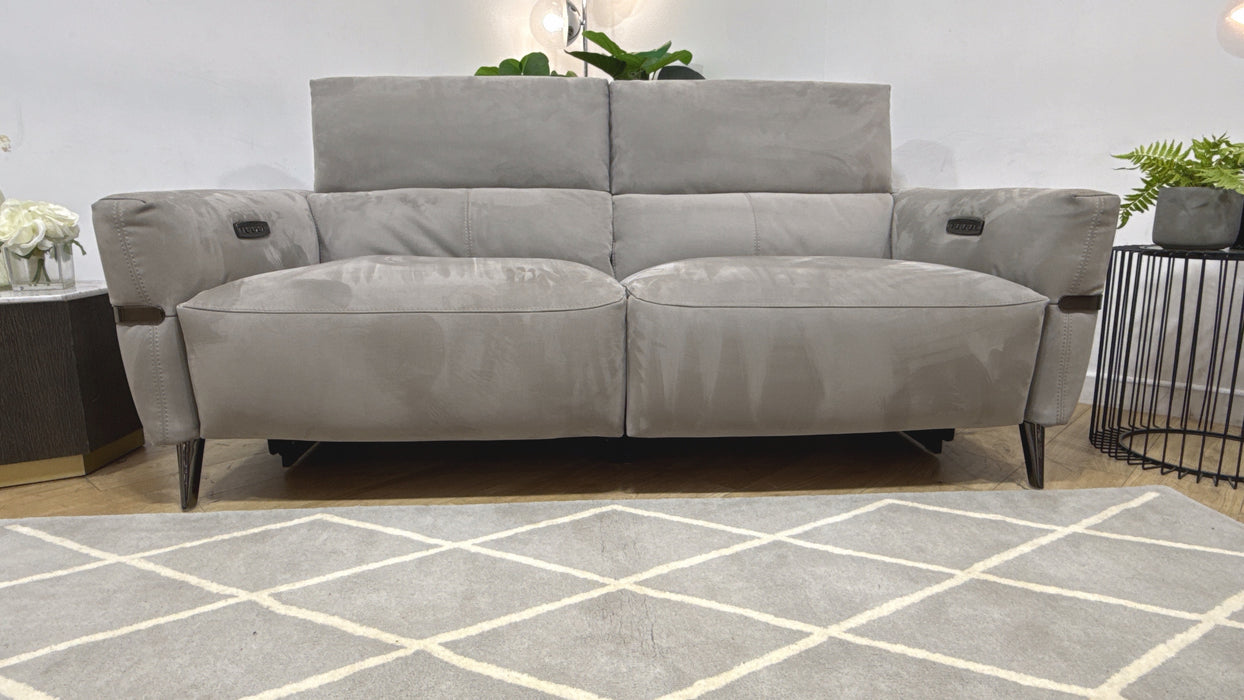 Sofology Arlington Fabric 3 Seater Power Recliner/Headrest Lumbar Support in Lifestyle Nubuck Feel Light Grey