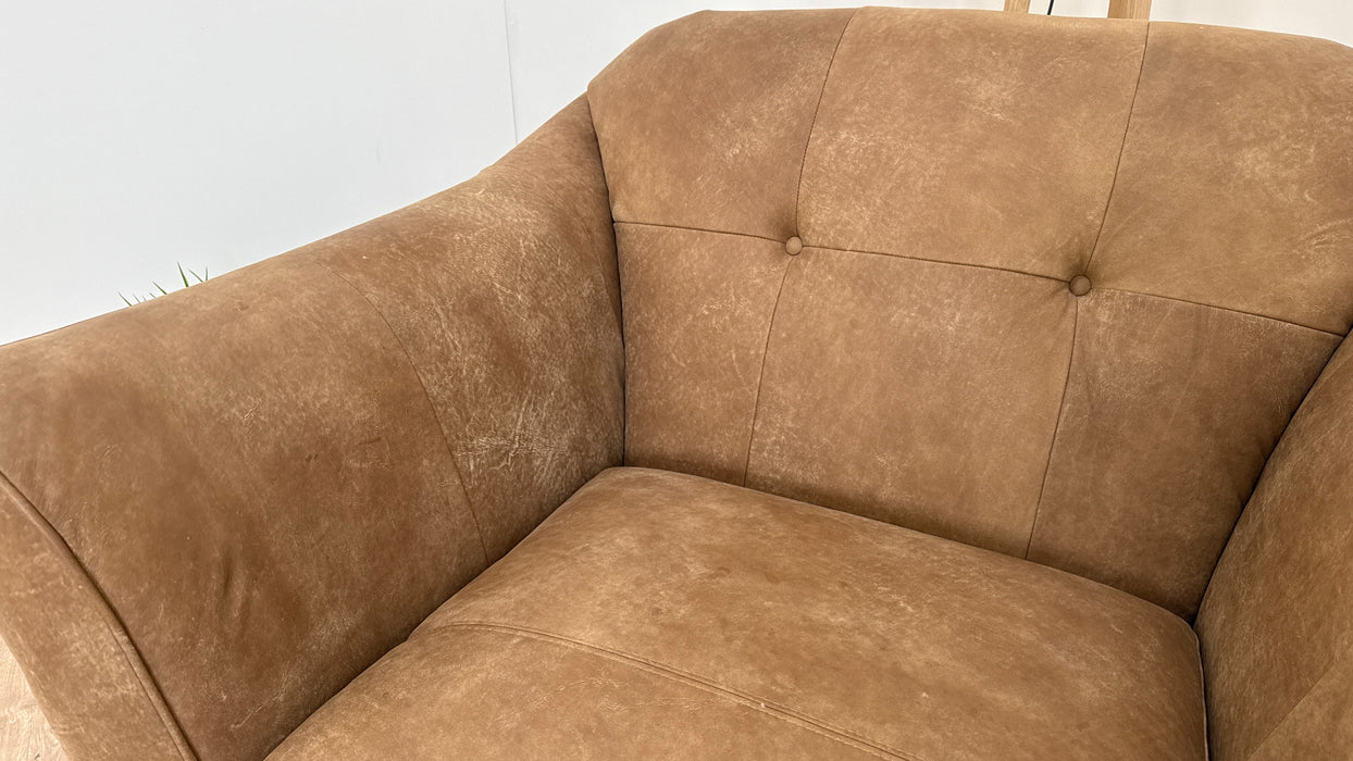 Bartelli 1 Seat - Leather Chair - Character Leather Tan/Soft Chenille Almond Mix