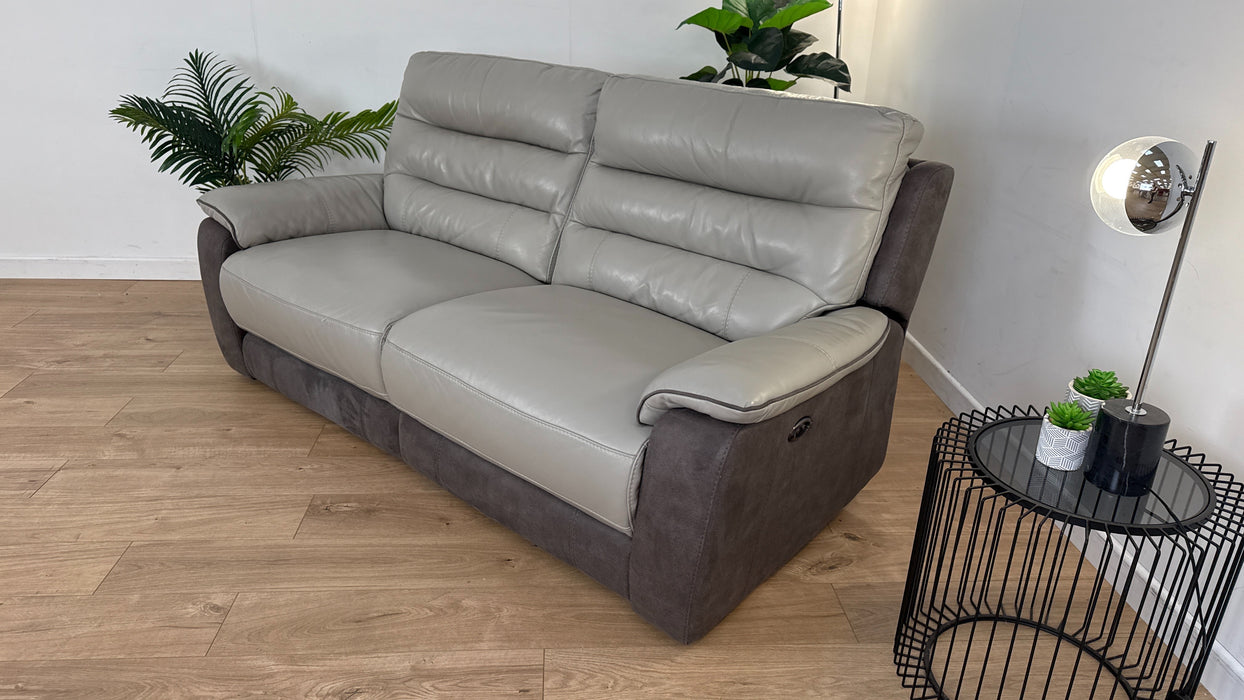 Maloney 3 Seater Fabric/Leather Power Recliner