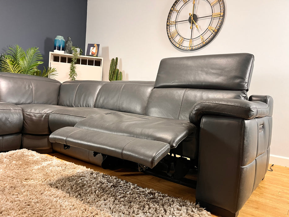 Sectional power deals recliner leather