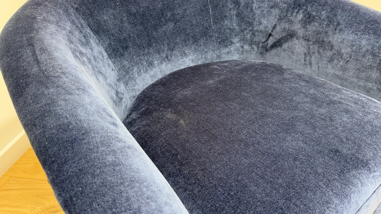 Sofology Oscar Fabric Accent Chair in Fine Textured Chenille Denim Mix