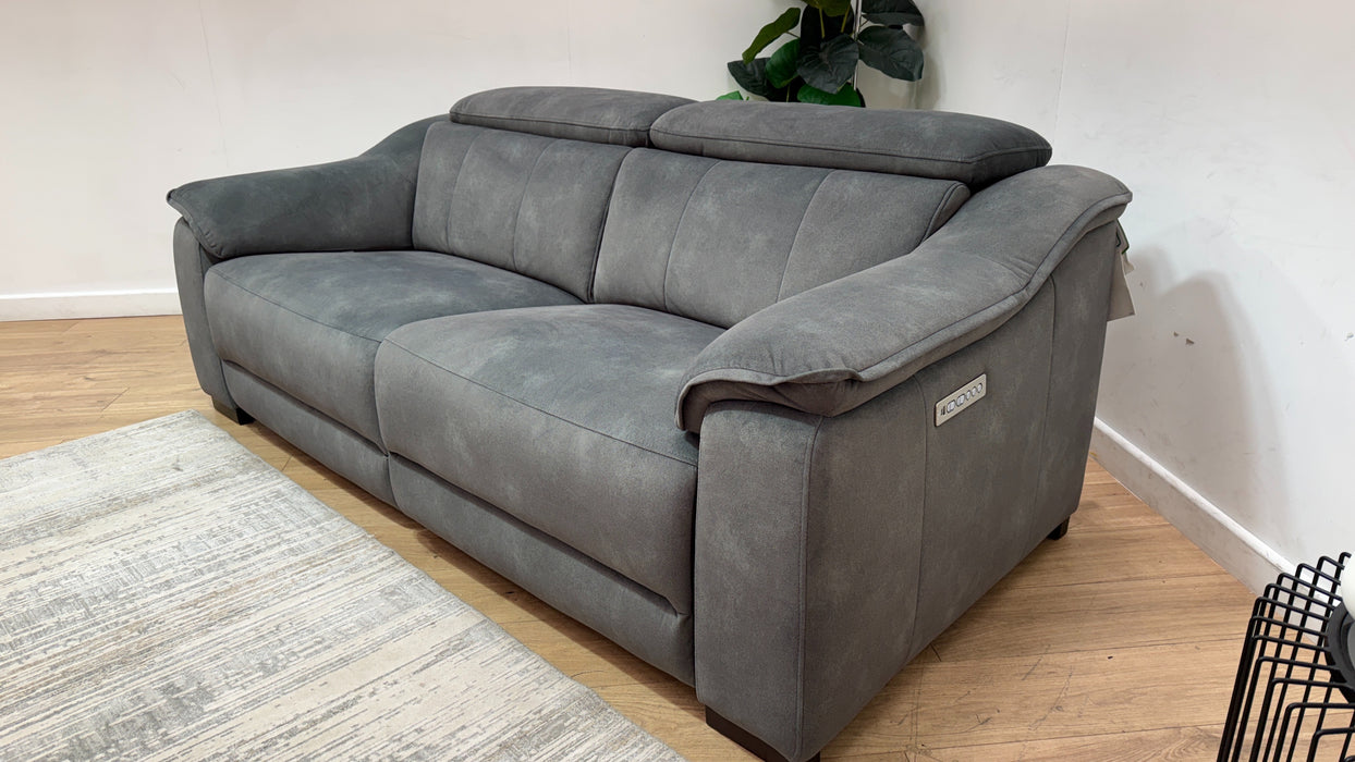 Sofology Carrera Fabric 2.5 Seater Power Recliner/Headrest in Lifestyle Flecked Mineral Green
