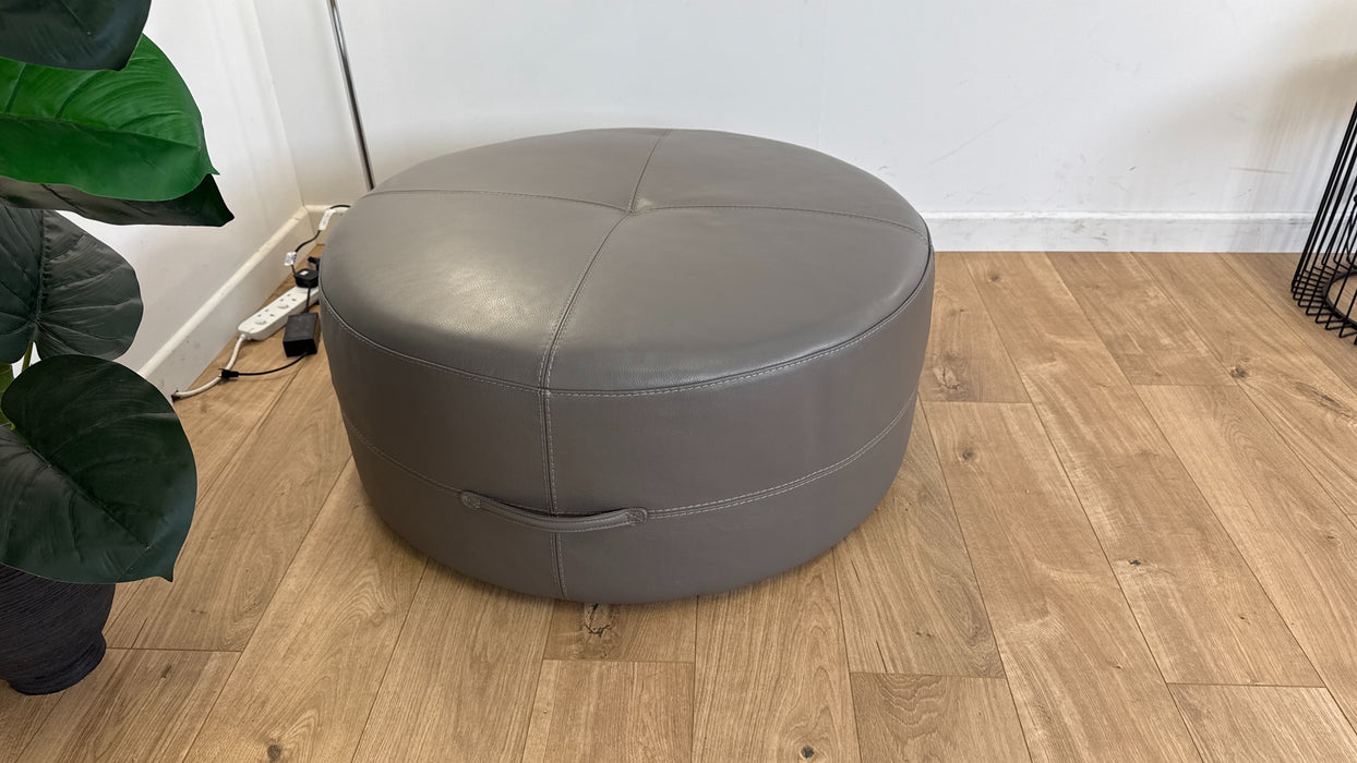 lucca - Leather Footstool  - Grey