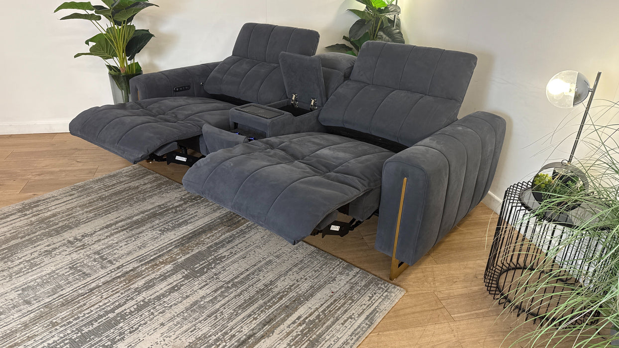 Sofology The Paramount Fabric 2.5 Seater Console Power Recliner/Headrest Heated Seats Speakers in Lifestyle Nubuck Feel Charcoal
