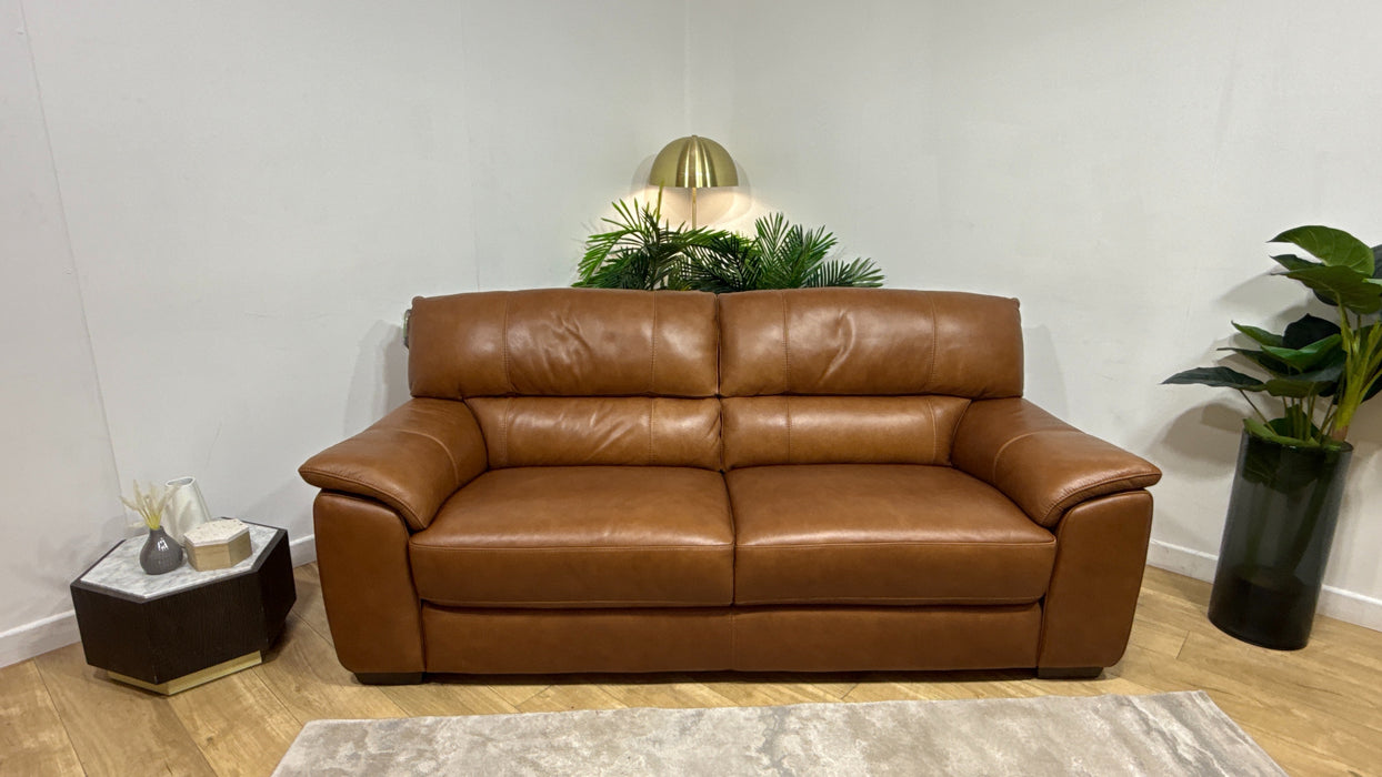Sofology Santina Leather 3 Seater in Relaxed Soft Tan
