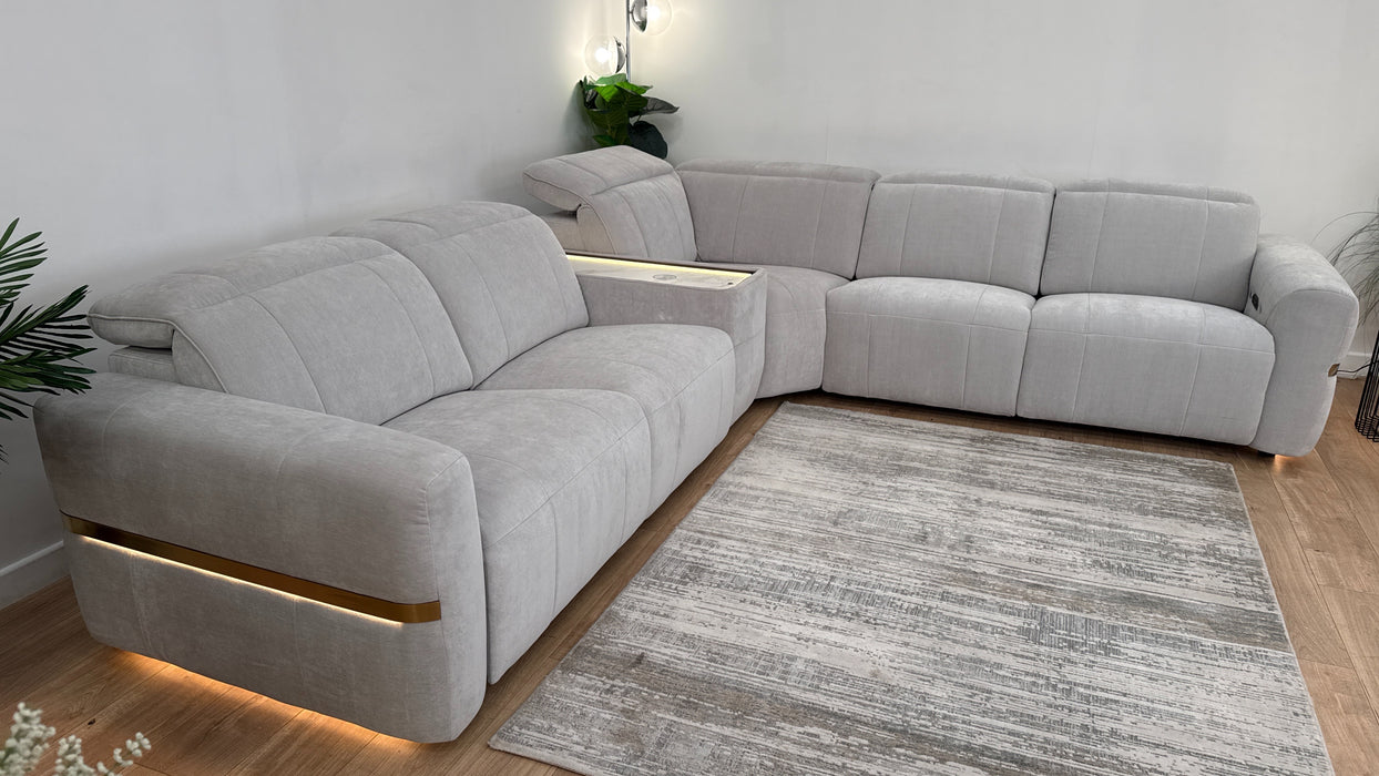 Sofology Lumiere Fabric Recliner 3 Corner Console 3 in Stone