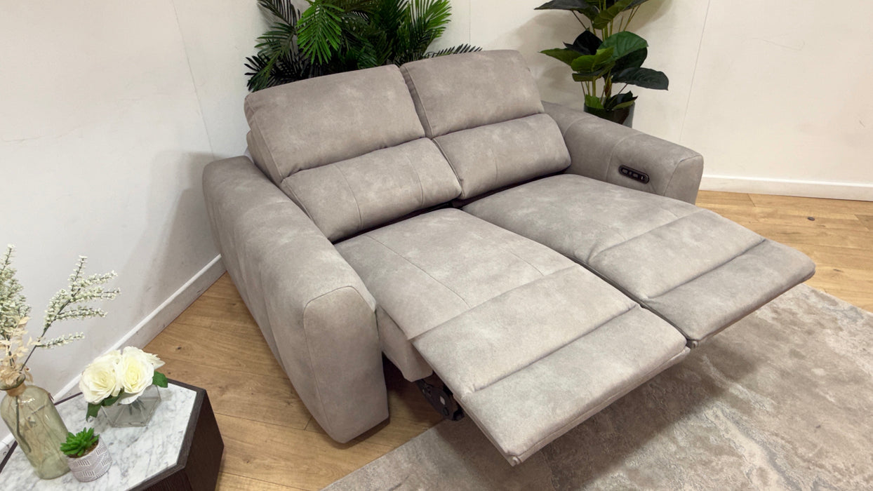 Sofology Portofino Fabric 2 Seater Power Recliner/Headrest in Lifestyle Flecked Stone
