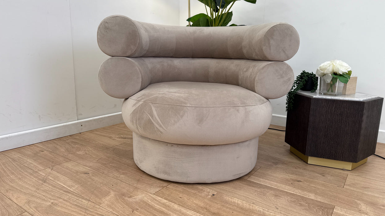 Sofology The Fitzrovia Fabric Accent Chair in Matt Velvet Stone All Over Without Trim