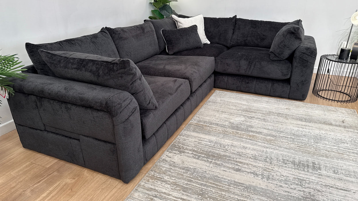 Sofology The Westwood Fabric 3 Corner 1 No Trim in Teddy Chenille Black Mix