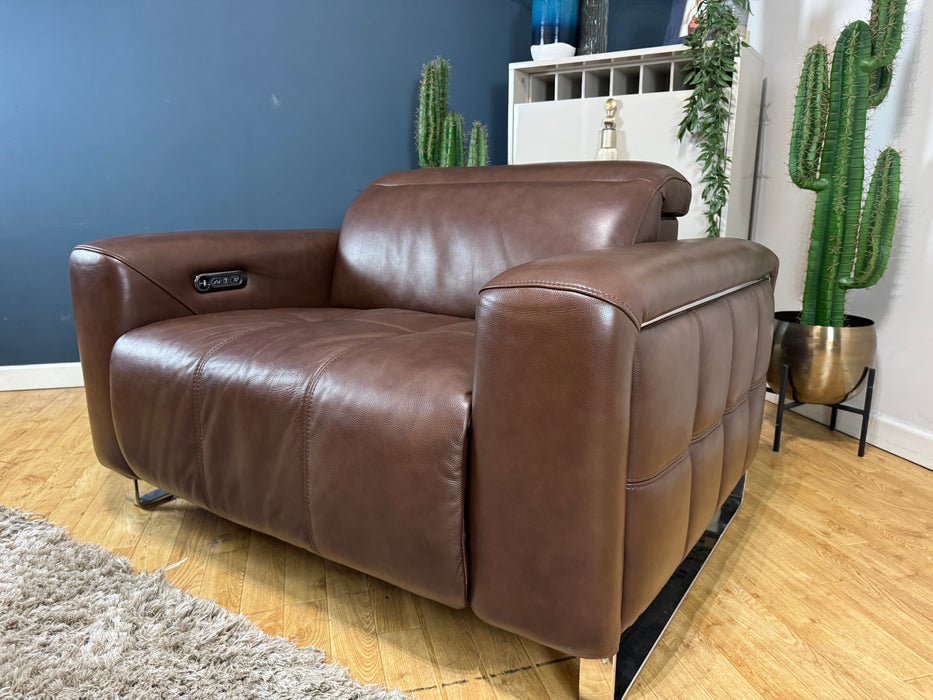 Marvella Loveseat Power Headrest Power Recliner Leather Chocolate (WA2)