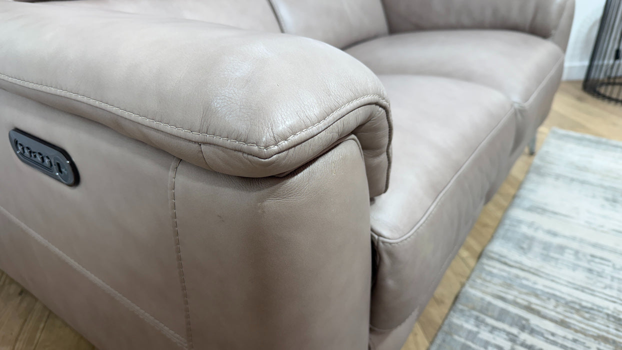 Sofology Illinois Leather 2 Seater Power Recliner/Headrest in Relaxed Soft Stone