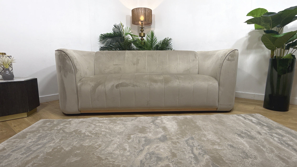Sofology Fitzrovia Fabric 3 Seater in Matt Velvet Stone Mix with Trim