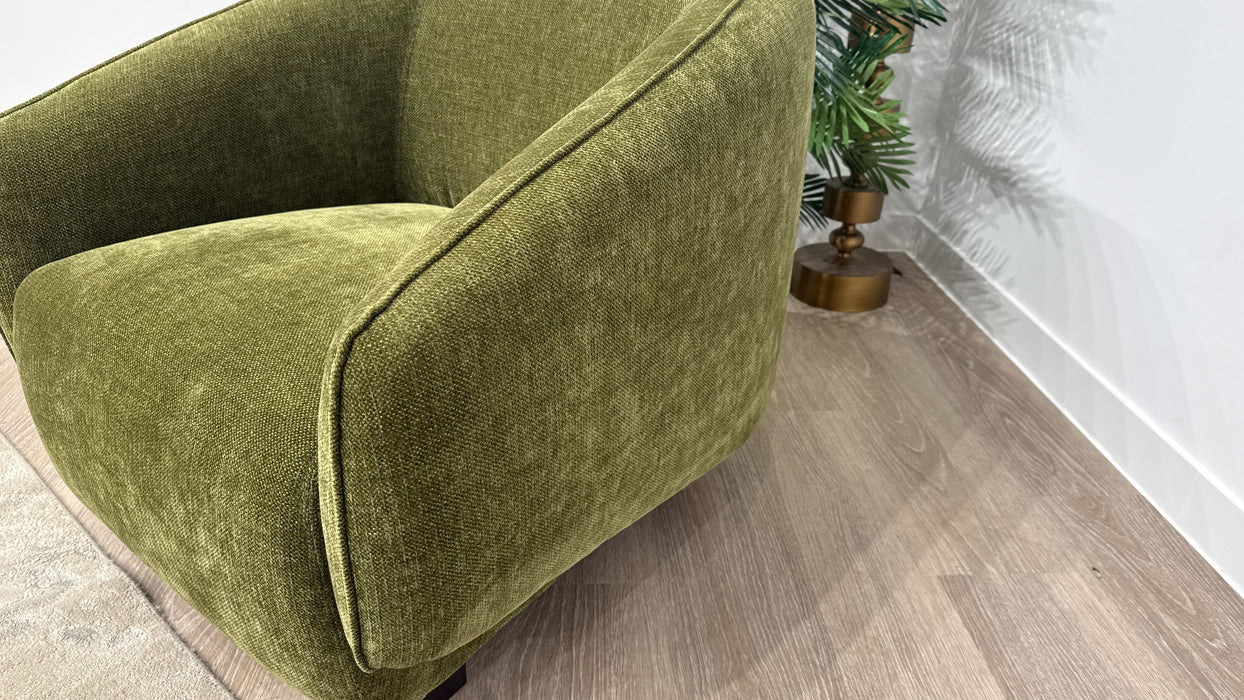 Sofology Larsen Fabric Chair in Chunky Linen Look Chenille Olive
