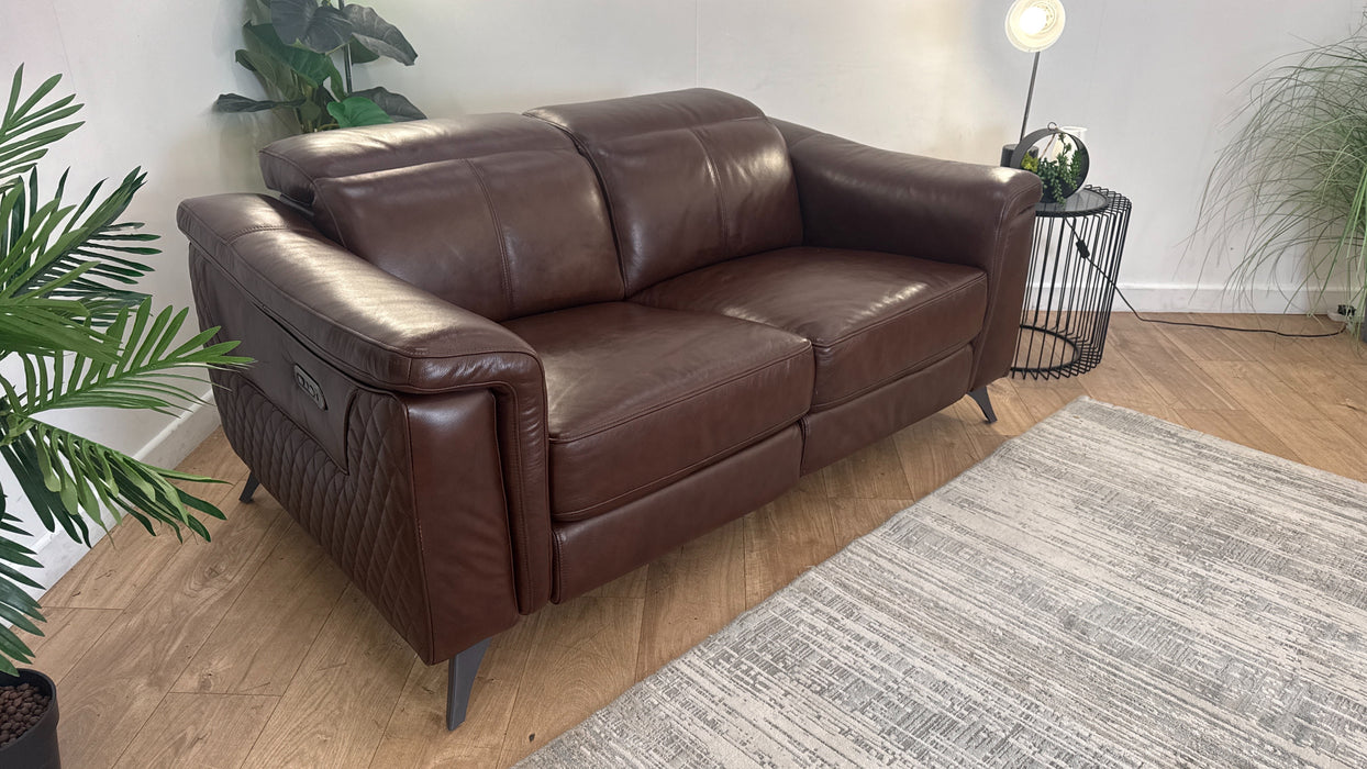 Sofology Ezra Leather 2 Seater Power Recliner/Headrest in Chocolate
