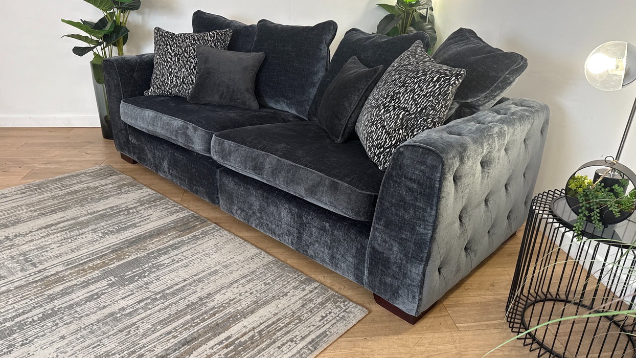 Sofology The Valentina Fabric 4 Seater Split Pillow Back Foam Seats in Luxury Chenille Charcoal