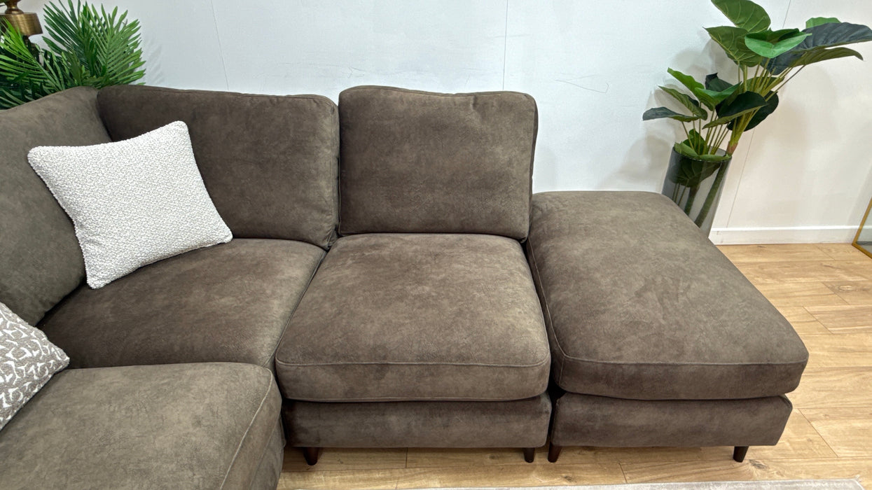 Sofology Hackney Fabric 2 Corner 1 Terminal Sprung Seats in Lifestyle Dapple Olive Green Mix