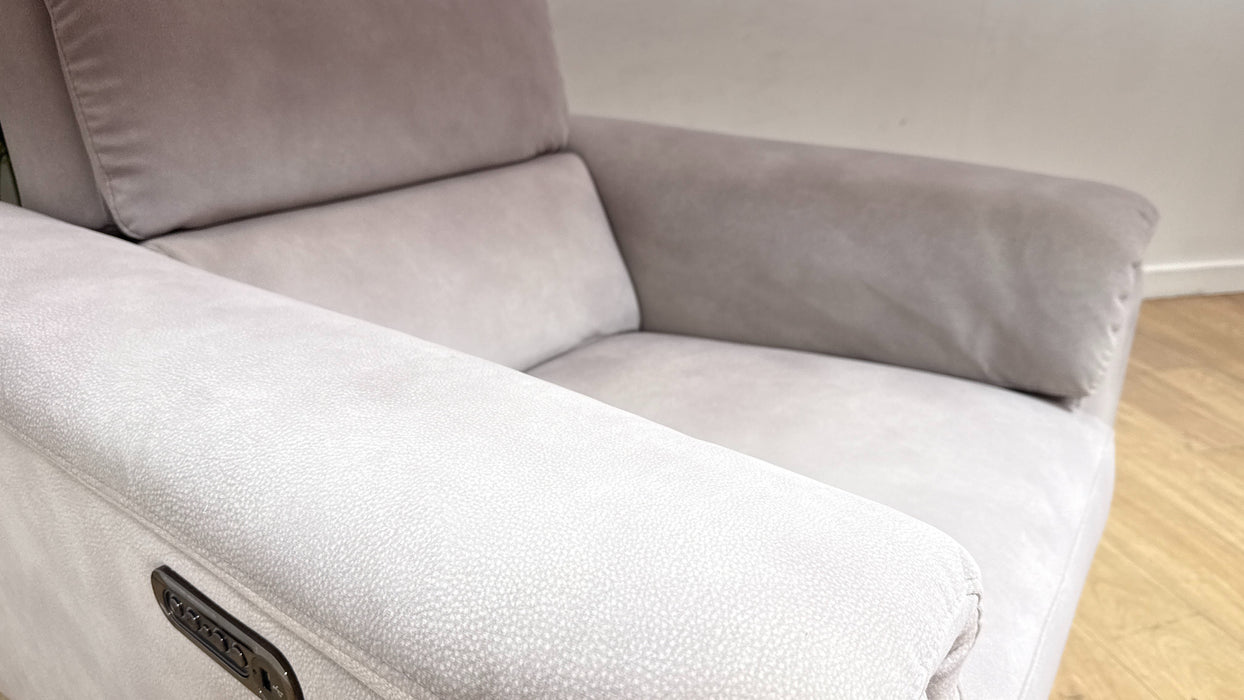 Sofology Illinois Fabric Chair Power Recliner/Headrest Heated Seat in Lifestyle Mottled Marble