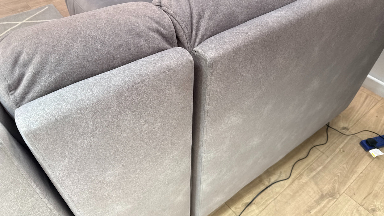 Sofology Ravello Fabric 1 Console Corner 2 Power Recliner/Headrest Lumbar Support in Lifestyle Flecked Stone