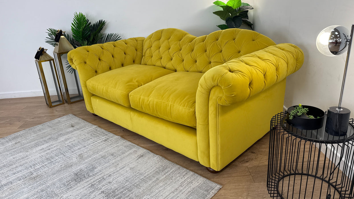 DFS The Windsor 3 Seater Fabric Sofa Bed in Velvet Yellow