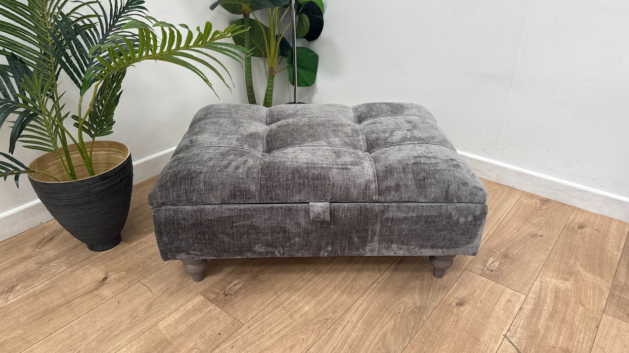 Sofology Highgrove Fabric Storage Footstool in Steel All Over