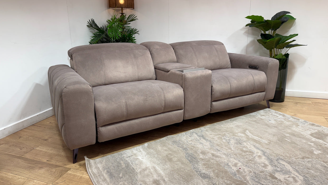 Sofology Allure Fabric 2.5 Seater Screen Console Power Recliner/Headrest Heated Seats Lumbar Support Speakers in Lifestyle Flecked Nutmeg