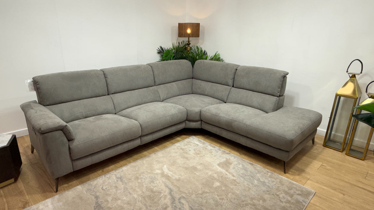 Sofology Illinois Fabric 2 Corner 1 Terminal Heated Seat, Power Recliner/Headrest in Lifestyle Textured Charcoal