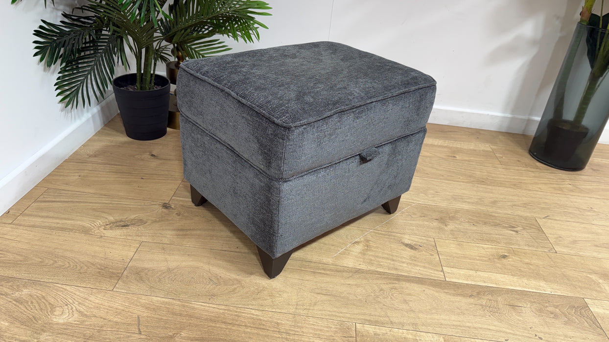 Sofology Brixton Fabric Storage Footstool in Linen Look Chenille Charcoal