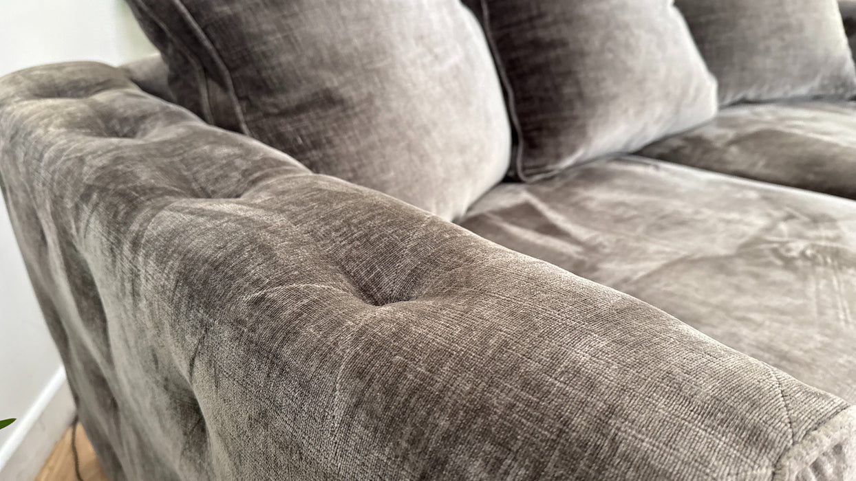 Sofology The Valentina Fabric 3 Seater Foam Seats Pillow Back in Luxury Chenille Truffle Mix