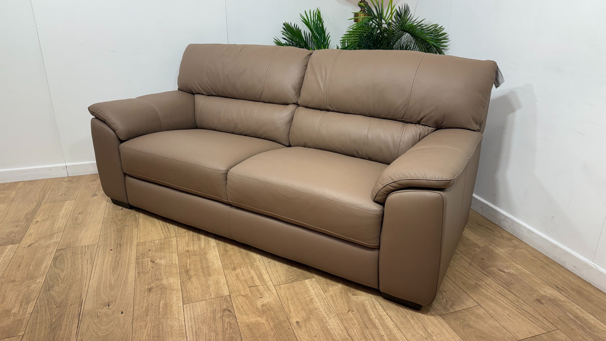Sofology Santina Leather 3 Seater in Trusty Matt Mushroom