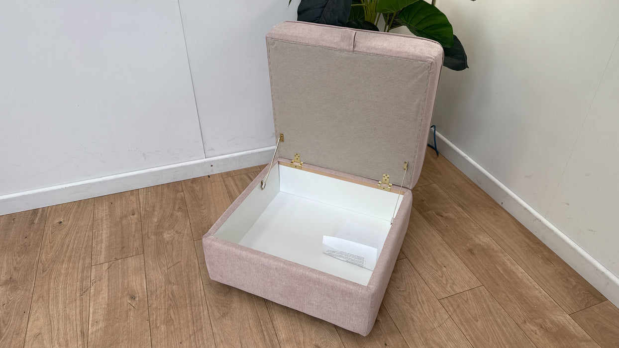 DFS The Saxton Fabric Footstool in Plaza Old Rose