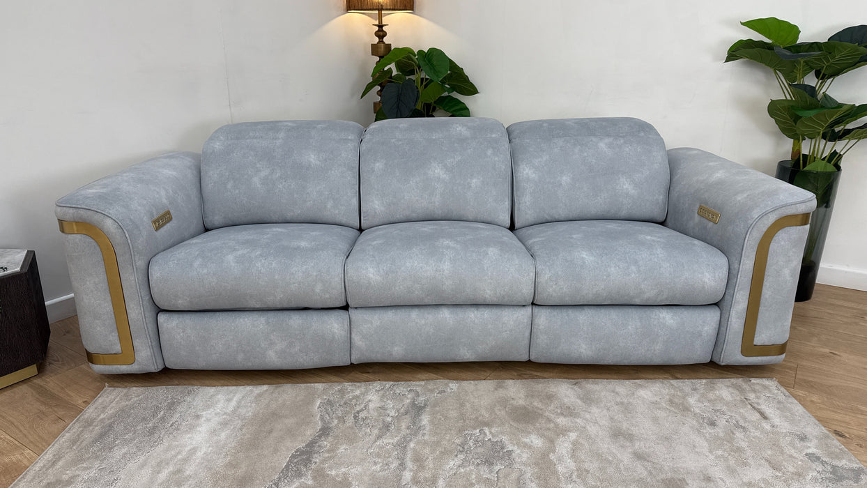 Sofology Plaza Fabric 3 Seater Power Recliner/Headrest in Lifestyle Flecked Silver