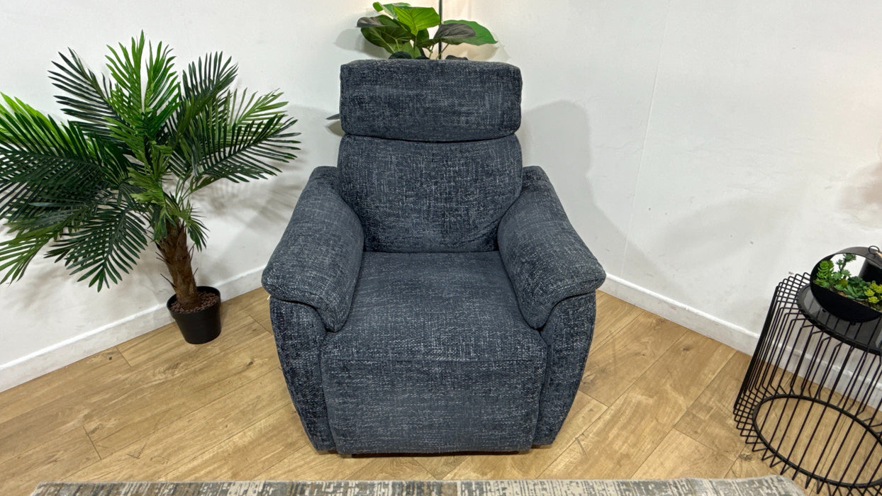 Sofology Parker Fabric Chair Power Recliner in Hopsack Chenille Midnight