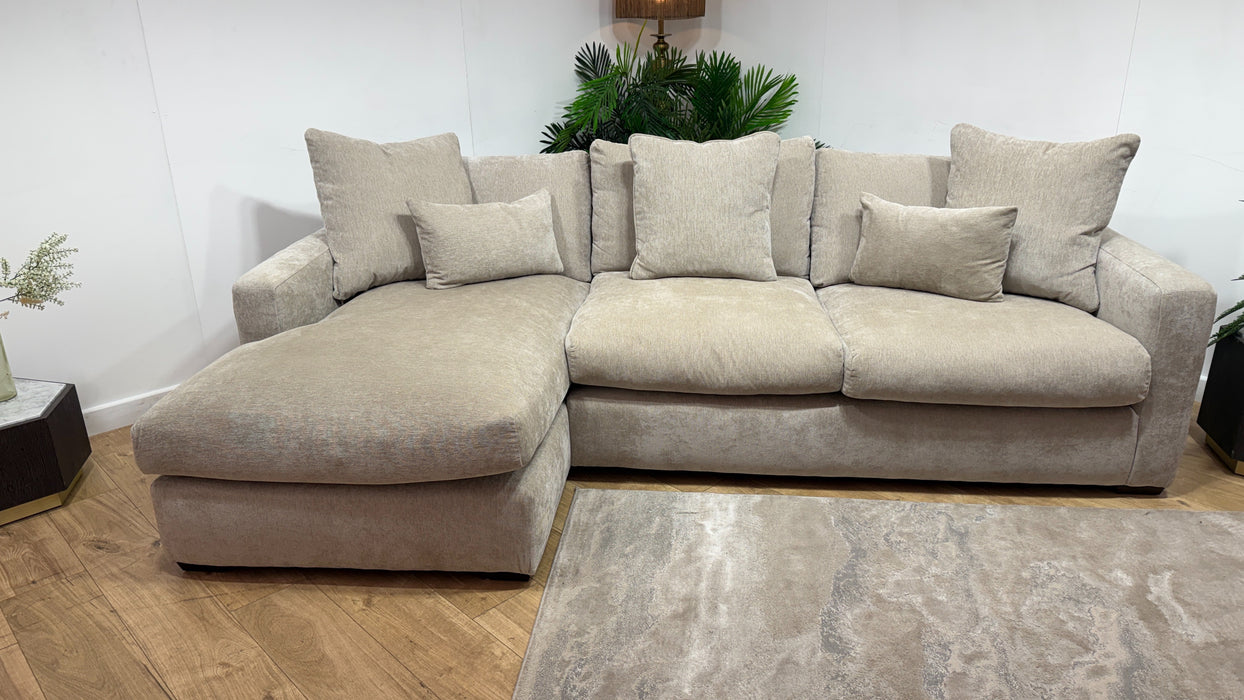 Sofology Moderna Fabric Chaise 4 Seater Extra Flex in Lifestyle Plush Chenille Wicker