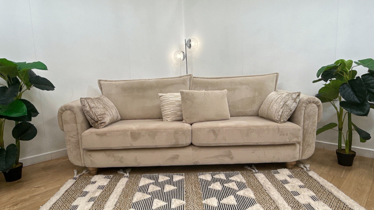 Sofology Chamonix 4 Seater Split in Soft Short Pile Faux Fur Natural Mix