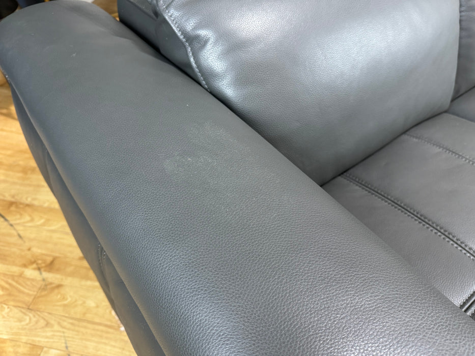 Marvella 2 Seater Fabric Sofa - Power Recliner Power Headrest - Trusty Sheen Leather Charcoal - (WA2)