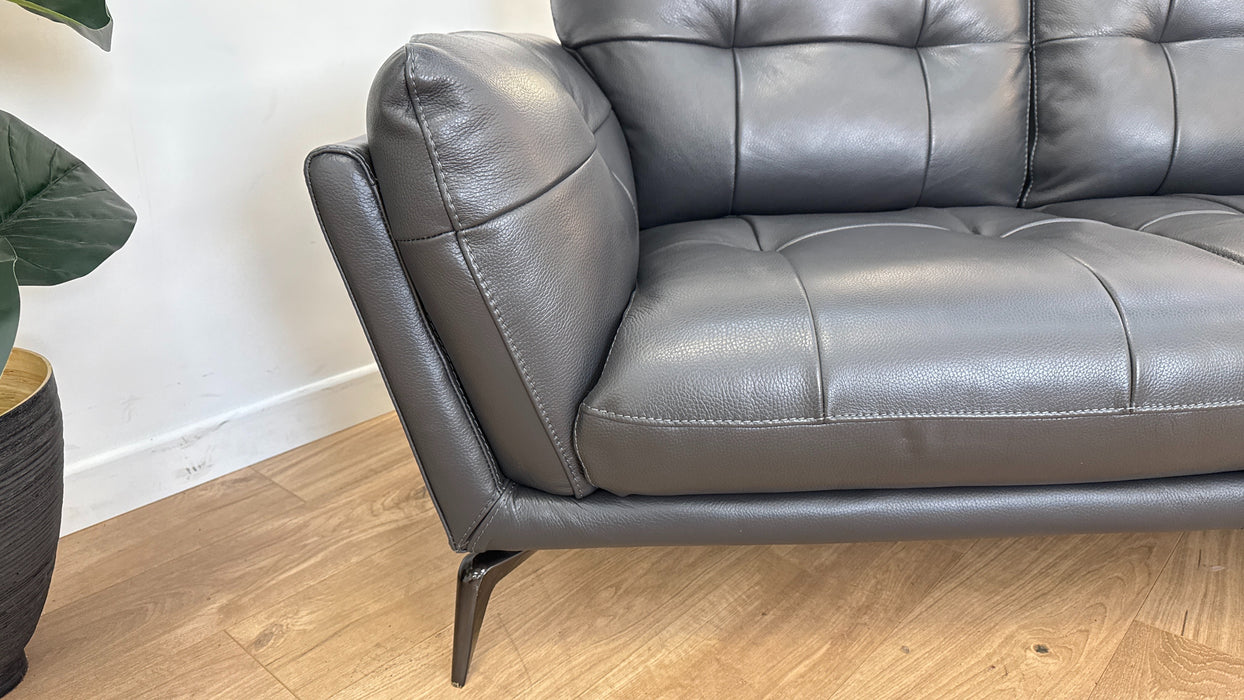 Harlan 2 Seater Leather Sofa - Dark Grey