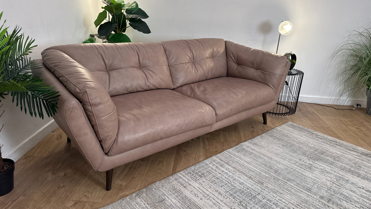 Sofology Hygge Leather 4 Seater Split in Relaxed Soft Stone