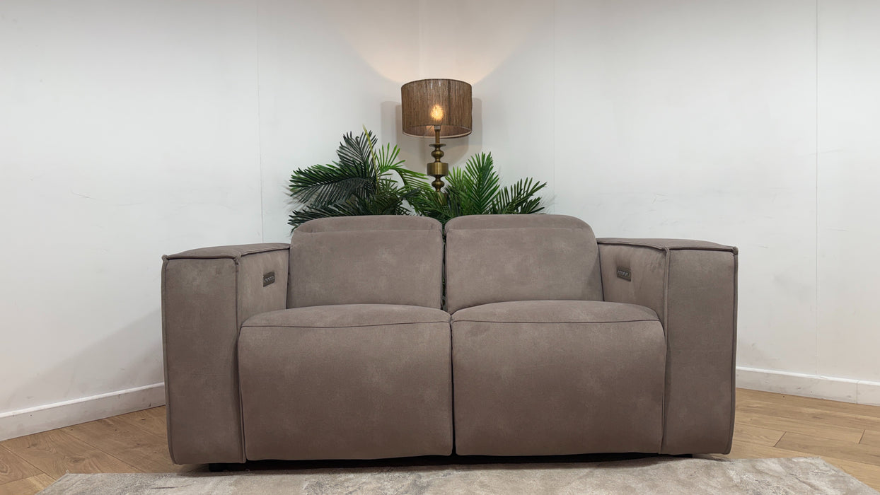 Sofology Horizon Fabric 2 Seater Power Recliner/Headrest in Lifestyle Flecked Nutmeg