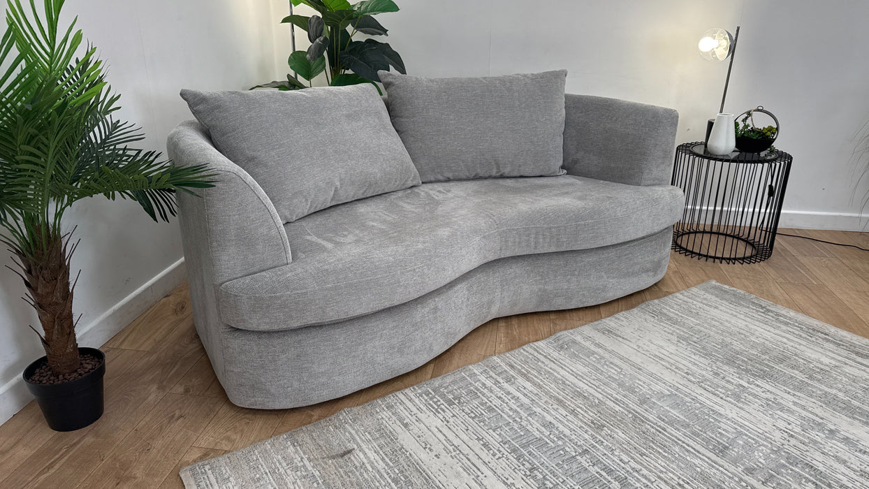 Sofology Chloe Fabric 3 Seater Full Back in Linen Look Chenille Grey Mix