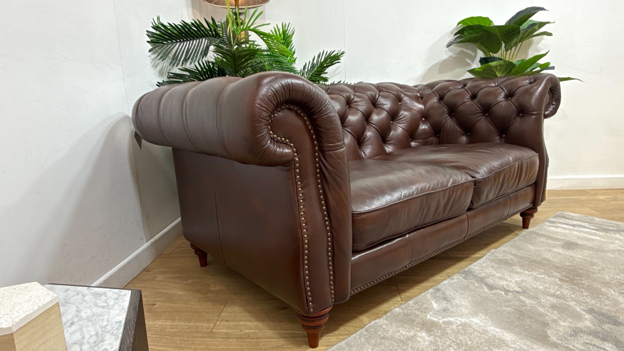 Sofology Darcy Leather 2 Seater with Studs in Trusty Supersoft Sheen Chestnut