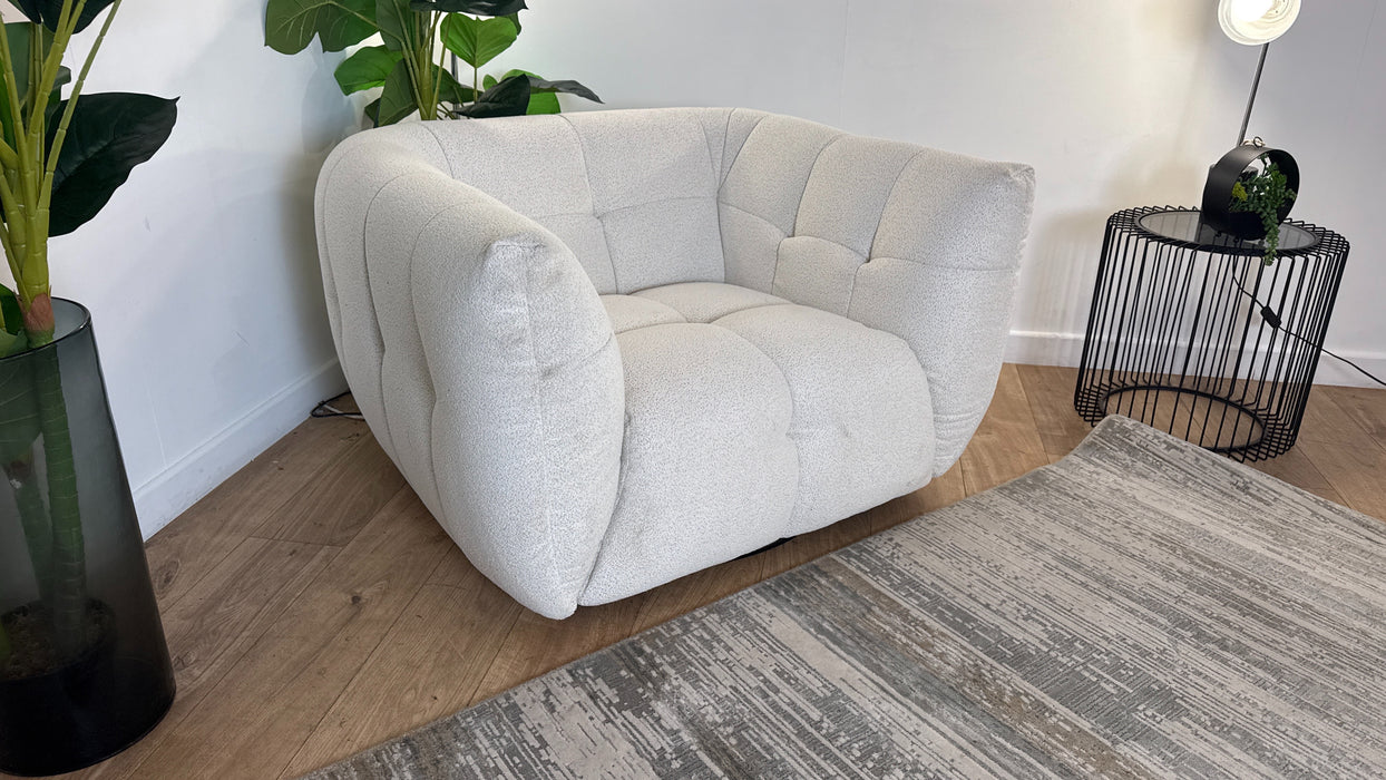 Sofology The Lunar Fabric Swivel Chair in Woven Boucle Linen