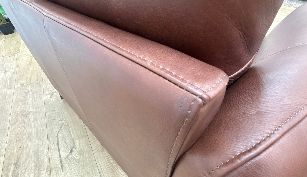 Sofology Adler Leather 4 Seater Asymmetric in Relaxed Soft Brown