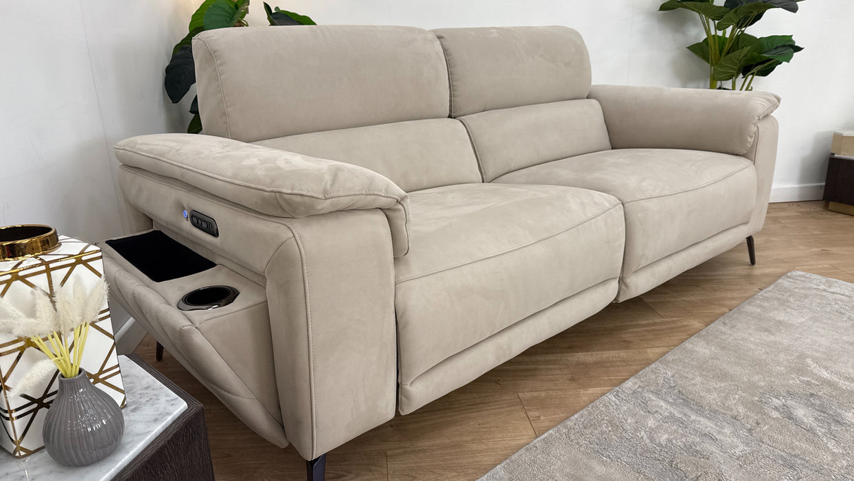 Sofology The Fratelli Fabric 2.5 Seater Power Recliner/Headrest in Lifestyle Nubuck Feel Stone