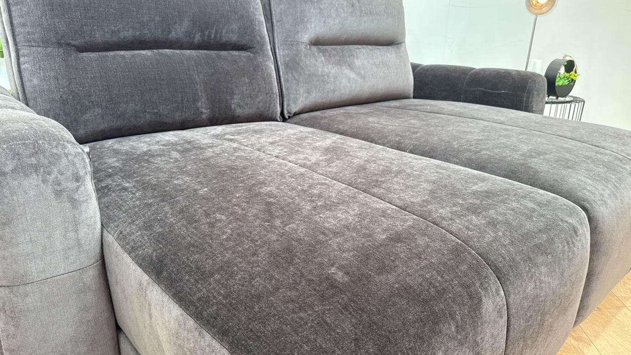 Sofology Sanctuary Fabric 3 Seater Double Power Chaise Power Motion Back in Relaxed Chenille Raisin